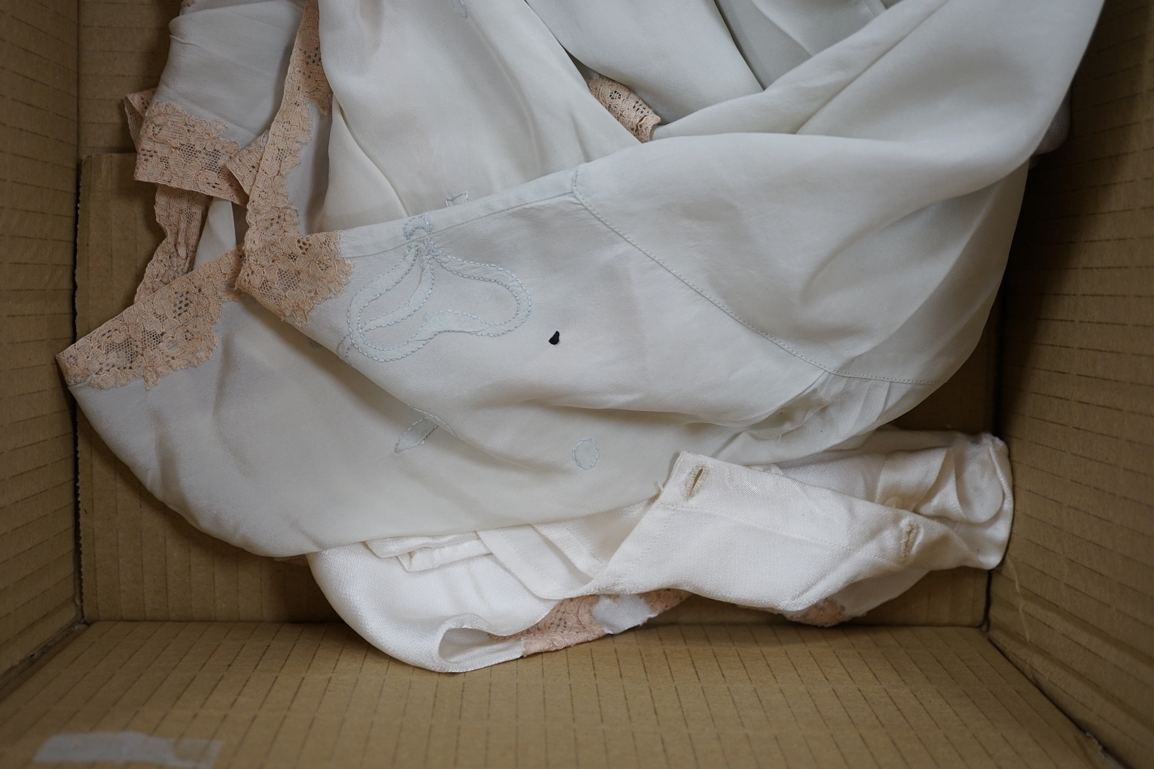 Three silk and satin nightgowns and three cami knickers